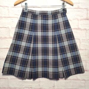 Becky Thatcher Plaid School Pleated Uniform Skirt Girls 12 Blue Preppy Classic